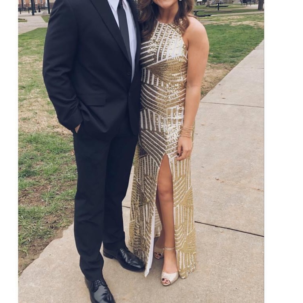 B Darlin Gold Sequin Formal dress